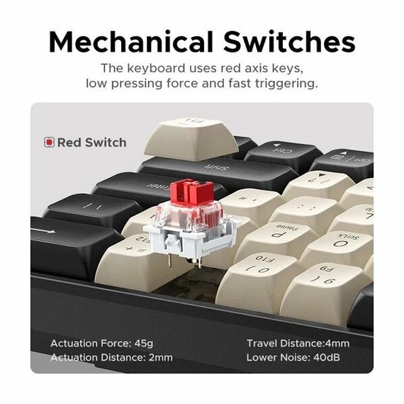 Клавиатура механическая проводная Ugreen K371 USB Wired Mechanical Keyboard RU (55655) Черный/Темно-золотой