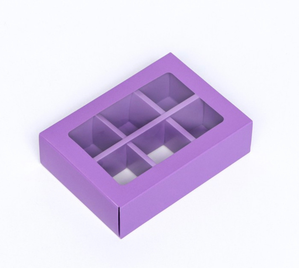 Коробка для конфет 6 шт, сиреневый, 13,7 х 9,85 х 3,86 см