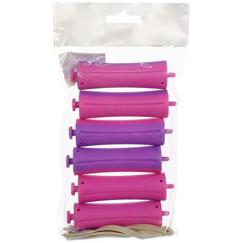 Бигуди пластмассовые-коклюшки 6шт, d=25мм (фиолетовый-фуксия)