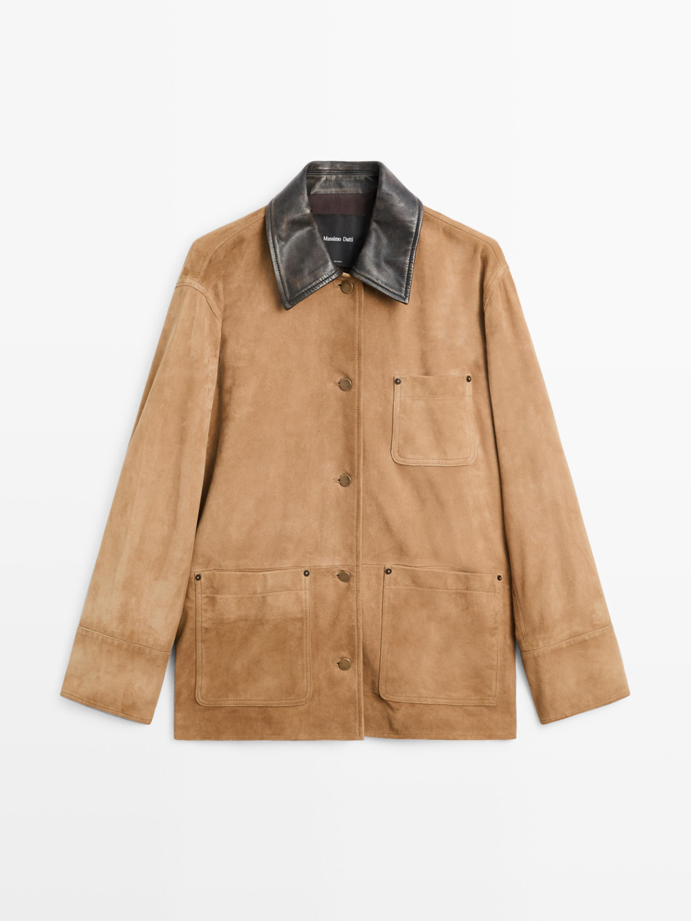 Massimo Dutti Замшевая куртка с воротником, светло-коричневый