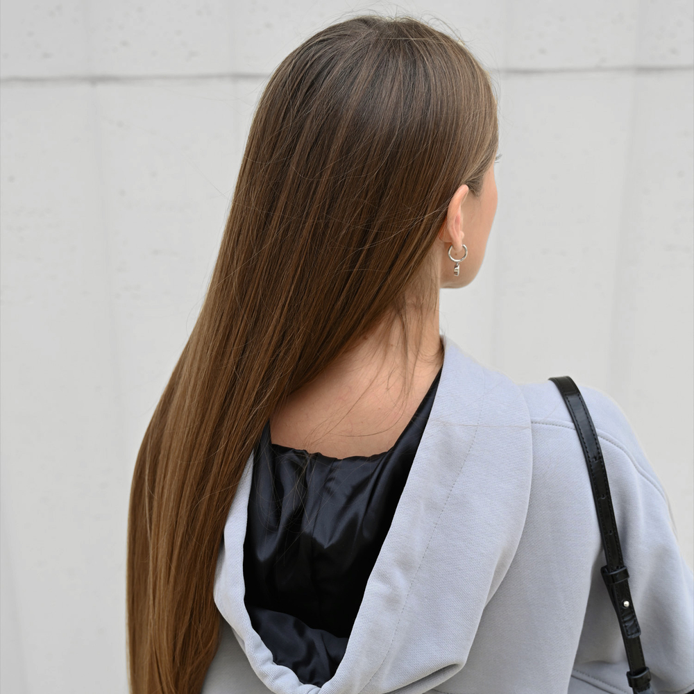 Худи OVERSIZE REGULAR из хлопка и шёлка СЕРЫЙ