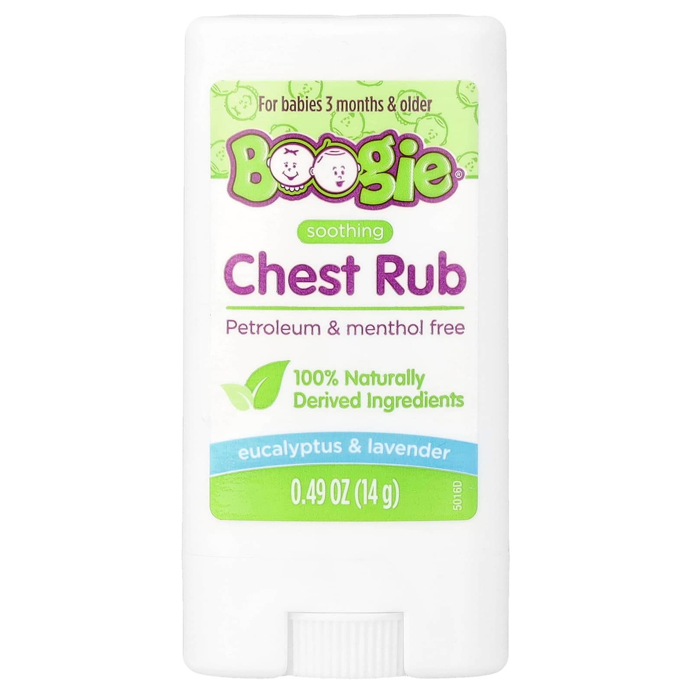 Boogie Wipes, Soothing Chest Rub, For Babies 3 Months & Older, Eucalyptus & Lavender, 0.49 oz (14 g)