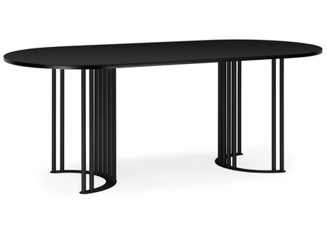 Стол деревянный Woodville Хьюго О 200 х 90 черная шагрень пленка, черные ноги, ножки черные