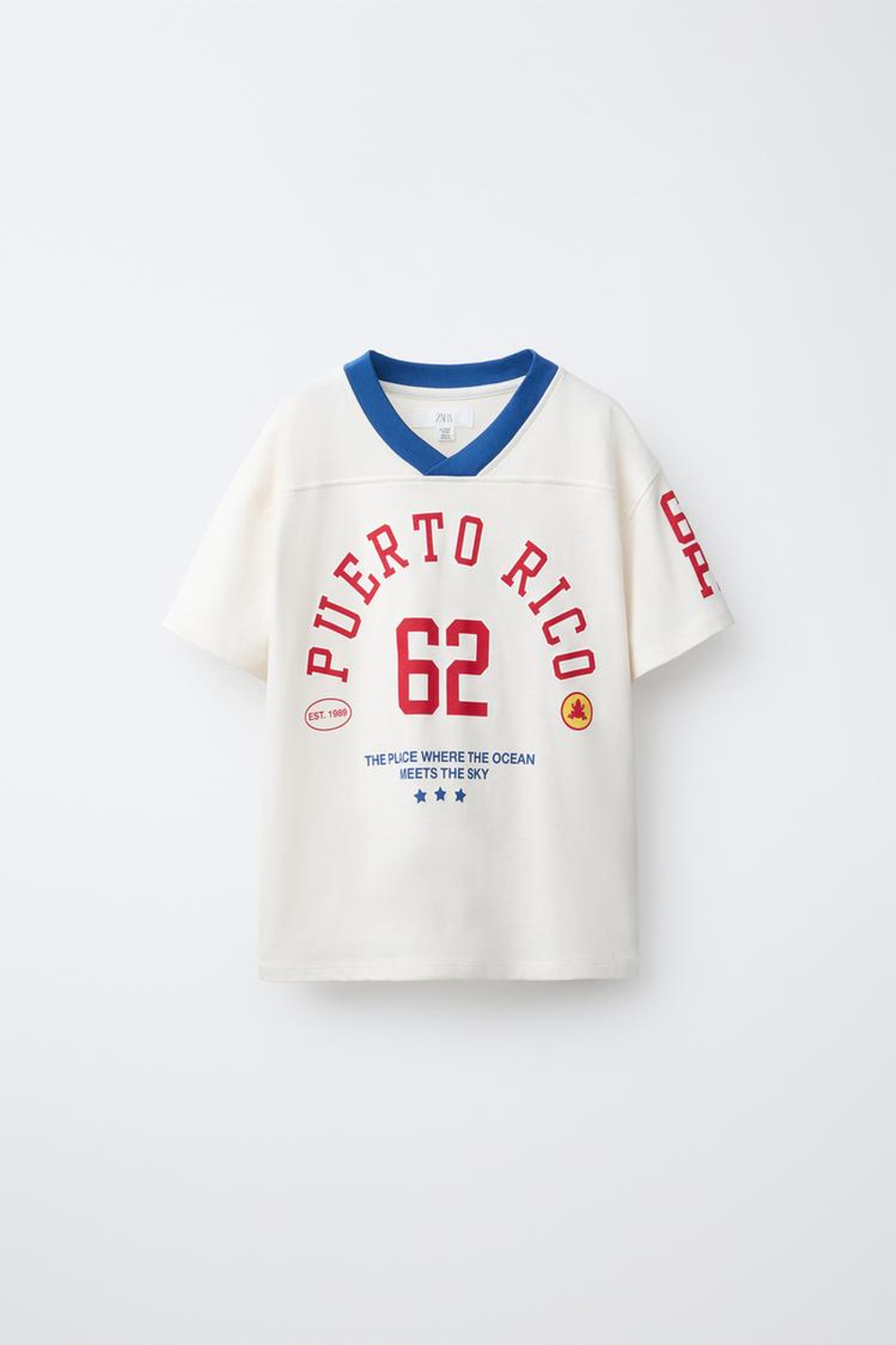 ZARA ФУТБОЛКА С НАДПИСЬЮ, ЖЕЛТОВАТО-БЕЛЫЙ