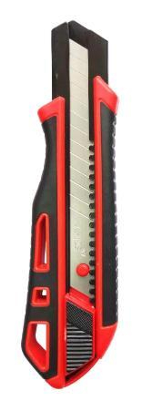 Нож пистолетный 25мм  /рез-пласт.корп, ABS+TPR, кнопка Easy Slider, запасн.лезвие / Монтажник 600509