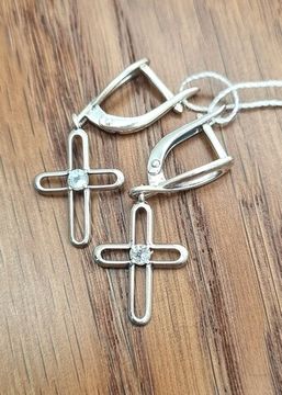 Серьги Крестики с топазами