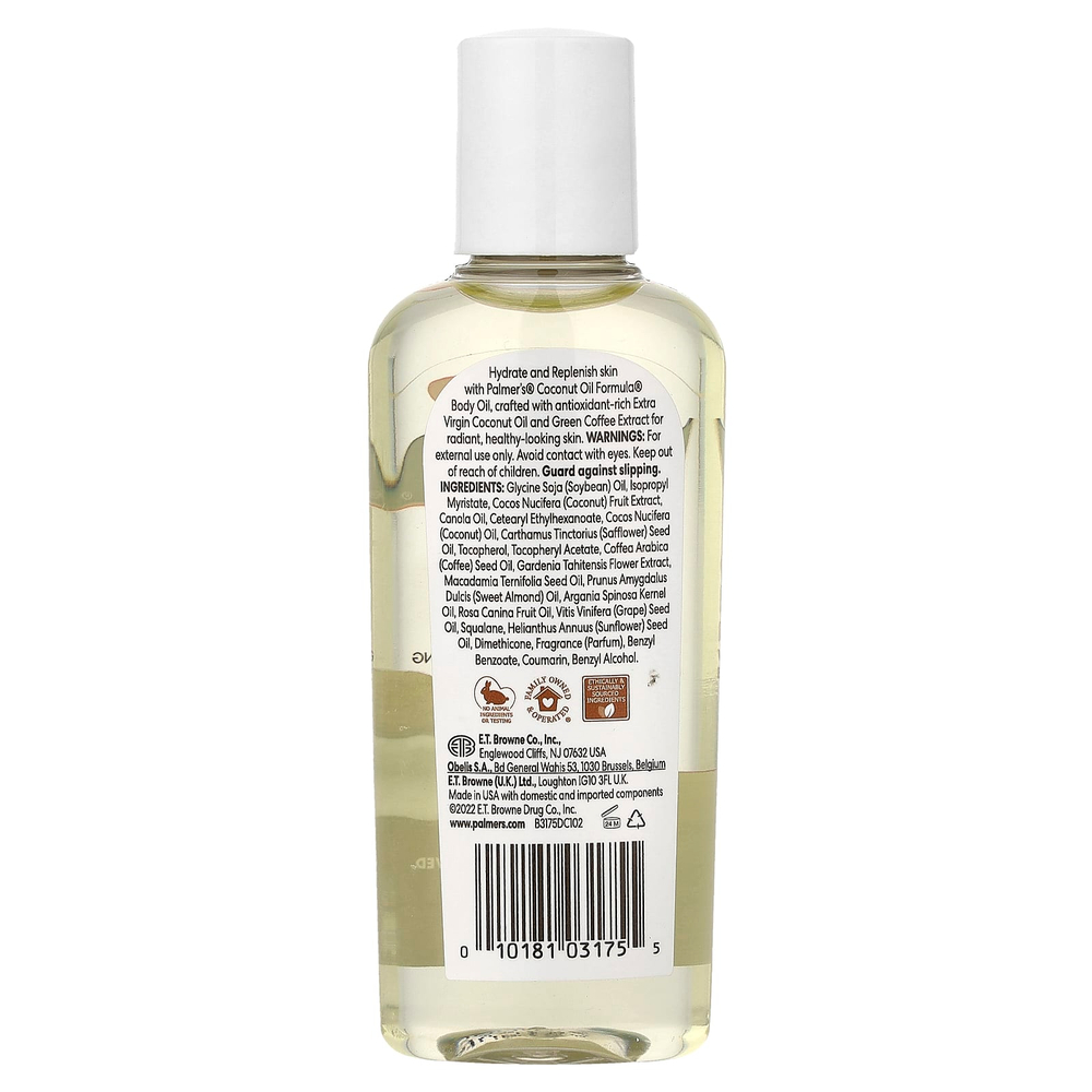 Palmer's, Формула кокосового масла с витамином Е, кокосовое гидратное масло для тела, 50 мл (1,7 жидк. унц.)