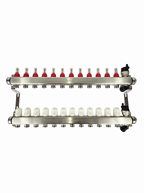 Коллекторная группа с расходомерами САРМАТ 1"x3/4" 12 вых. нерж с в /о SS2200 (CN)