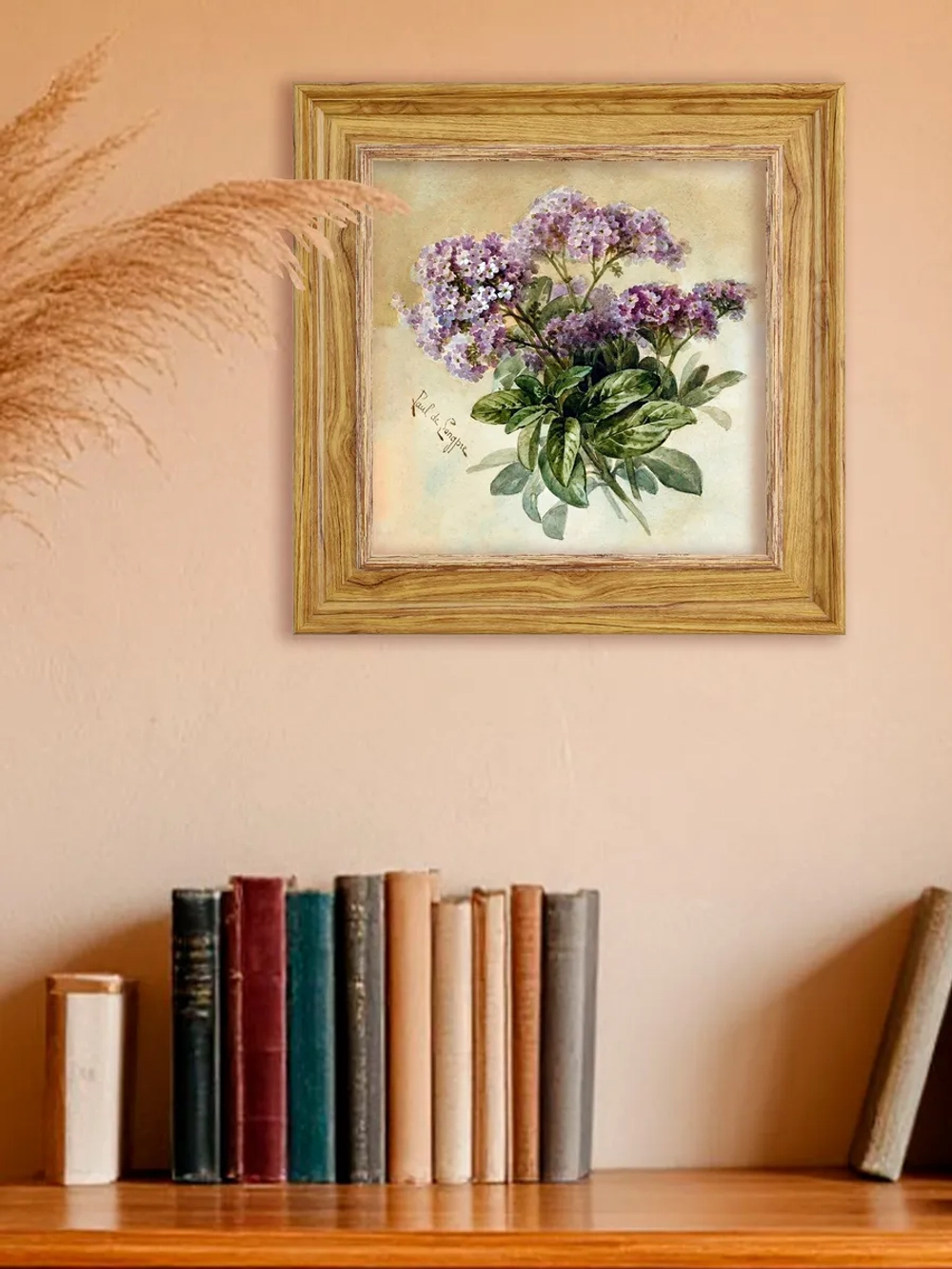 Картина настенная интерьерная в раме "под дерево" 26*26 см