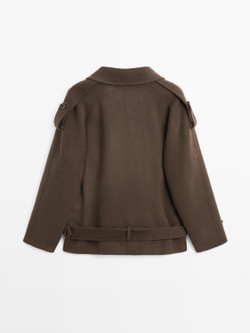 Massimo Dutti Тренч из смесовой шерсти, шоколадный