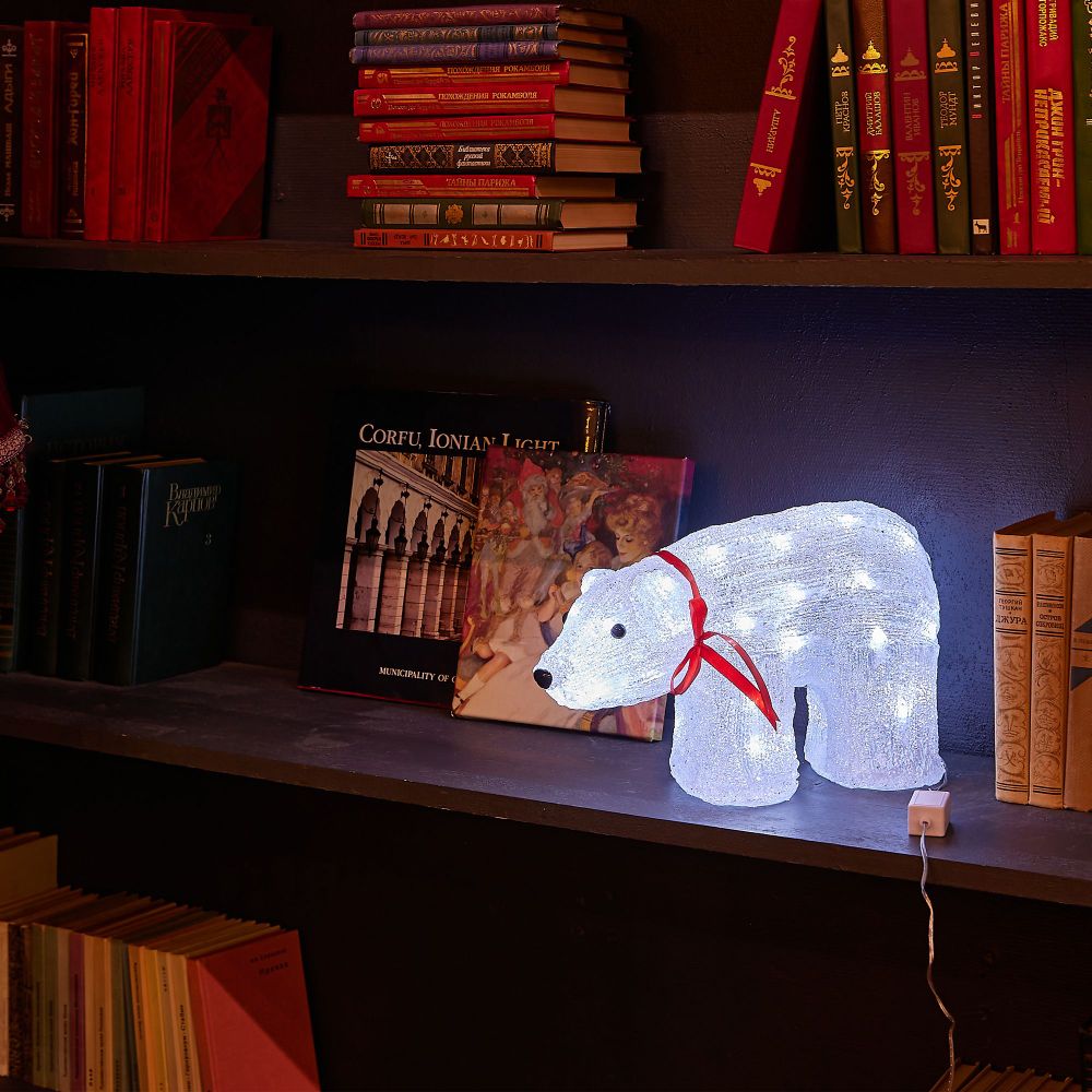 ULD-M3423-040-STA WHITE IP20 WHITE BEAR Фигура светодиодная Белый медведь. 35x22см. 40 светодиодов. Белый свет. Провод прозрачный. TM Uniel