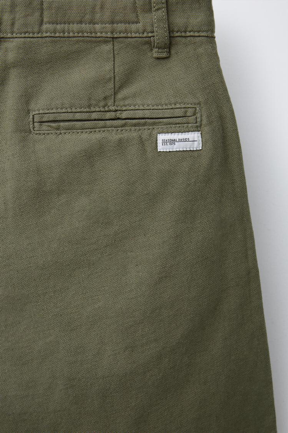 ZARA ШОРТЫ ЧИНОС ИЗ СМЕСОВОГО ЛЬНА, ТЕМНЫЙ ХАКИ