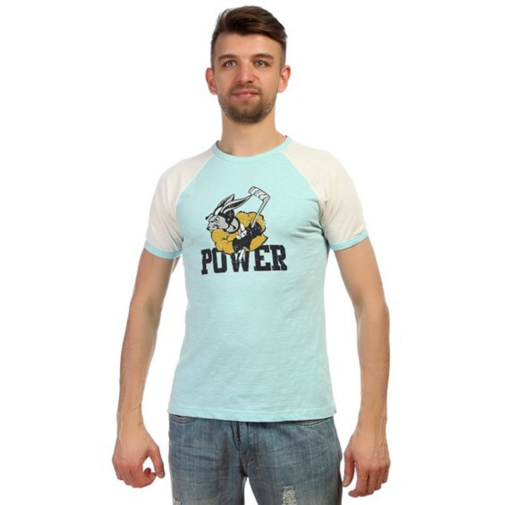 Мужская футболка голубая с белыми рукавами Power D&G