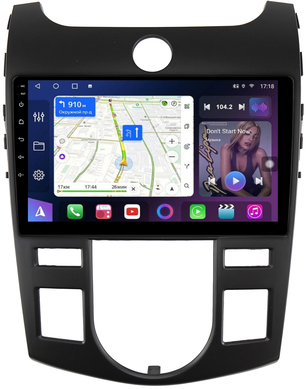 Магнитола для KIA Cerato 2 2008-2013 (климат, рамка черная) - FarCar 7093CLB монитор 9" QLED на Android 13, 8 ядер (TS18), CarPlay, 4G SIM-слот