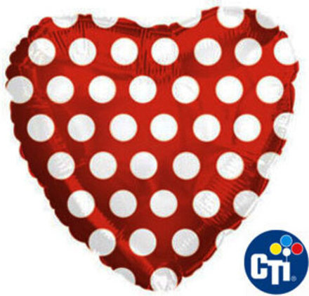 CTI Сердце 18"/46 см Красное в Белый Горошек
