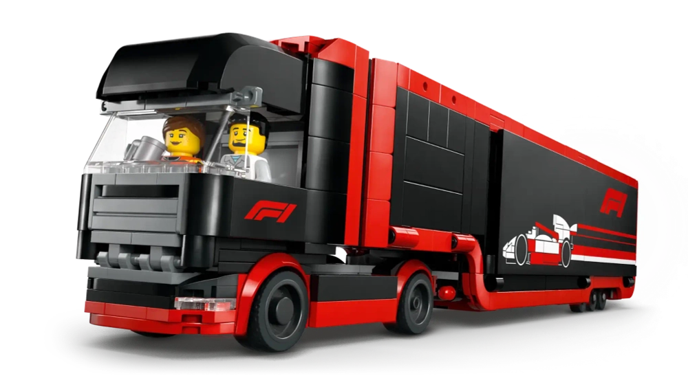 Конструктор LEGO City 60445 Грузовик с автомобилями RB20 и AMR 24 F1