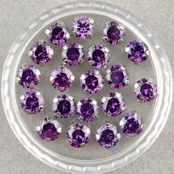 Фианиты шатоны в оправах, Amethyst/Platinum