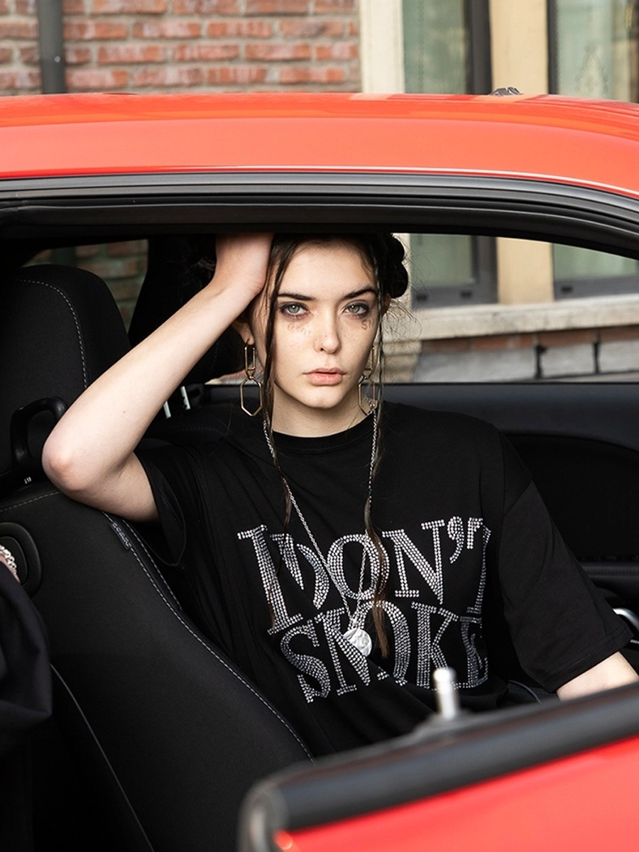 Футболка DONSMOKE "Rhinestone Logo" Oversized Tee