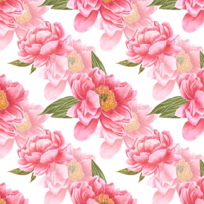 Красный пион с зелеными листьями