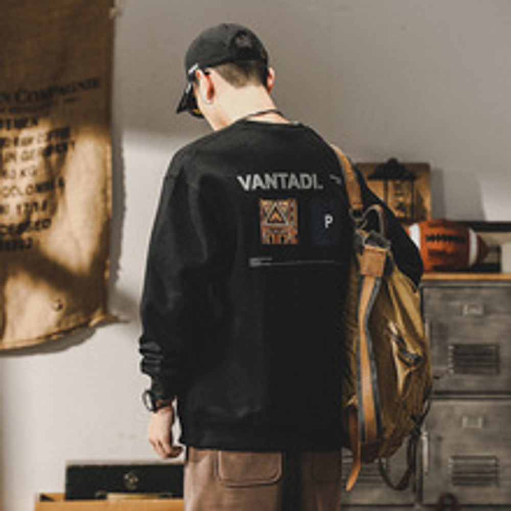 Мужской весенний и осенний свитшот от бренда JIELEINUO свободный стиль.