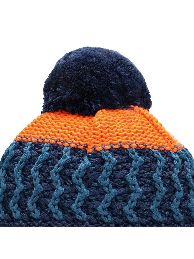 Сине-оранжевая шапка с помпоном Maximo