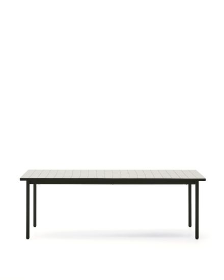 Уличный стол Maurina из стали зелёного цвета с керамической плиткой цвета экрю 223 x 101 см