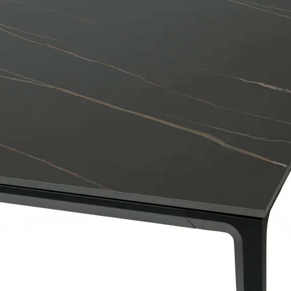 Обеденный стол Kluger 180х90 см, черная керамика, алюминий