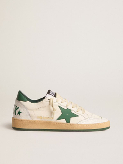 Men’s Ball Star Wishes in white nappa leather with green leather star and heel tab