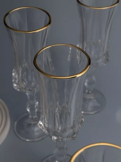Набор бокалов для шампанского, 160 мл. 6 шт, с золотом