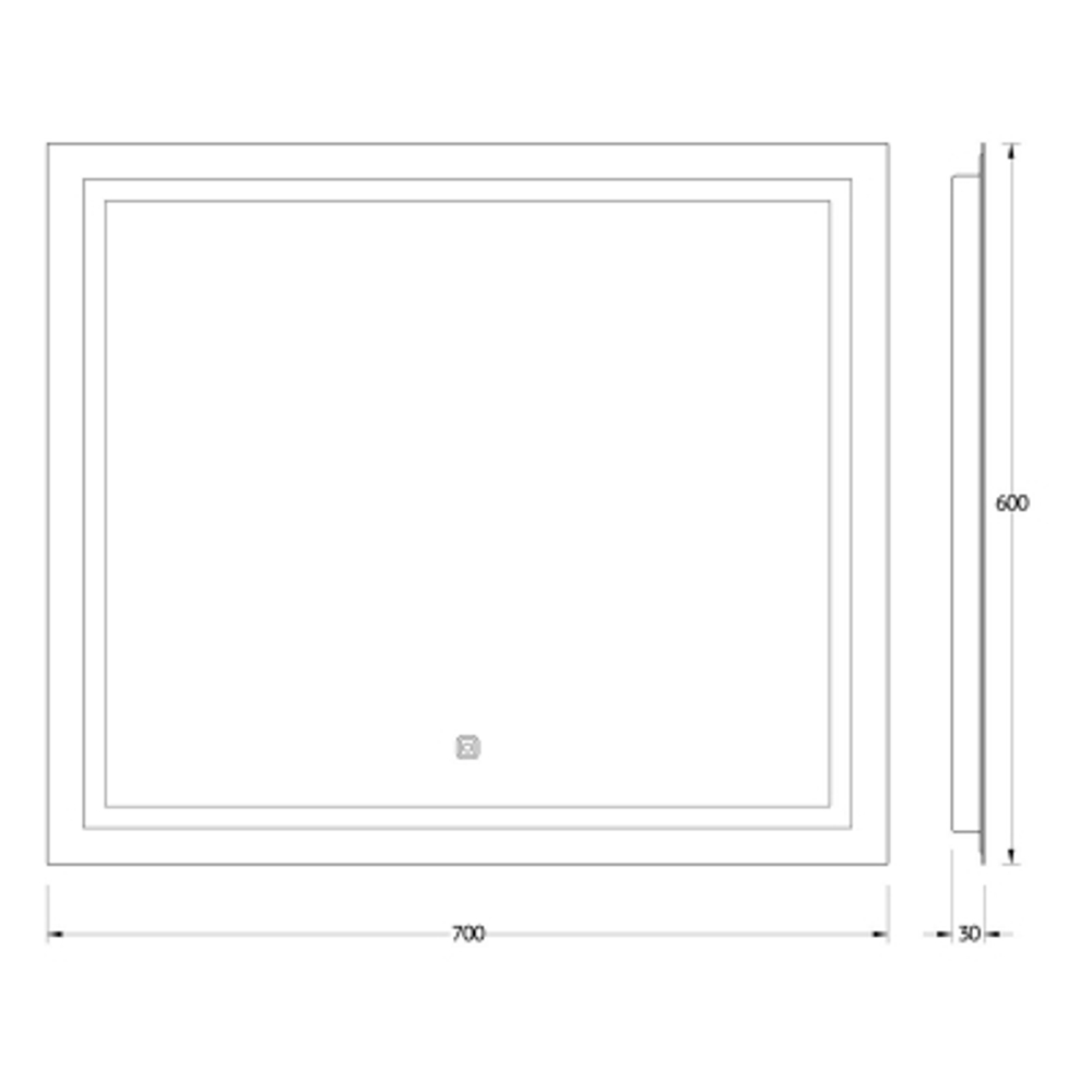 Зеркало Evoform со встроенным LED-светильником 22 W 70х60 см Сенсорный выключатель