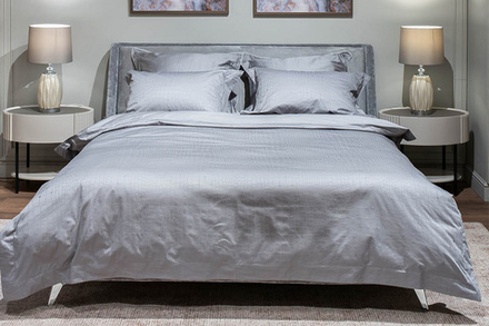 Комплект постельного белья "Серпенте" серый семейный с наволочками 50х70см