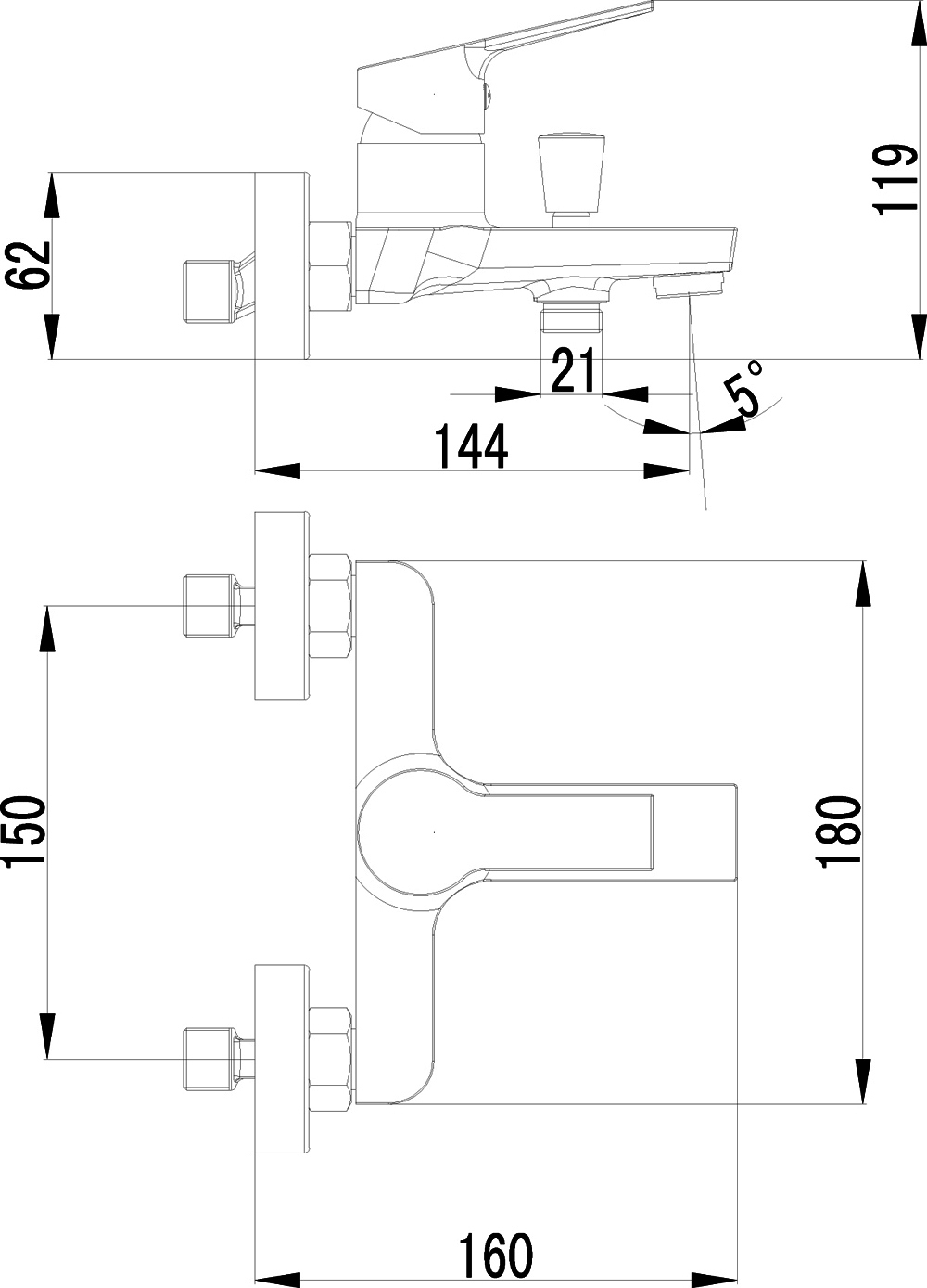 Смеситель для ванны с душем STWORKI Кронборг S28100BK + Душевой гарнитур Ольборг S20190BK, матовый черный