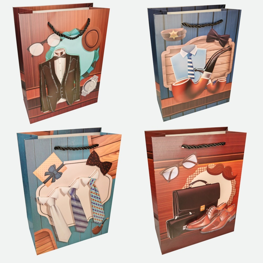 Пакет подар. бумажн. 31*40*12 см 210 гр/м2 Men, 4 дизайна