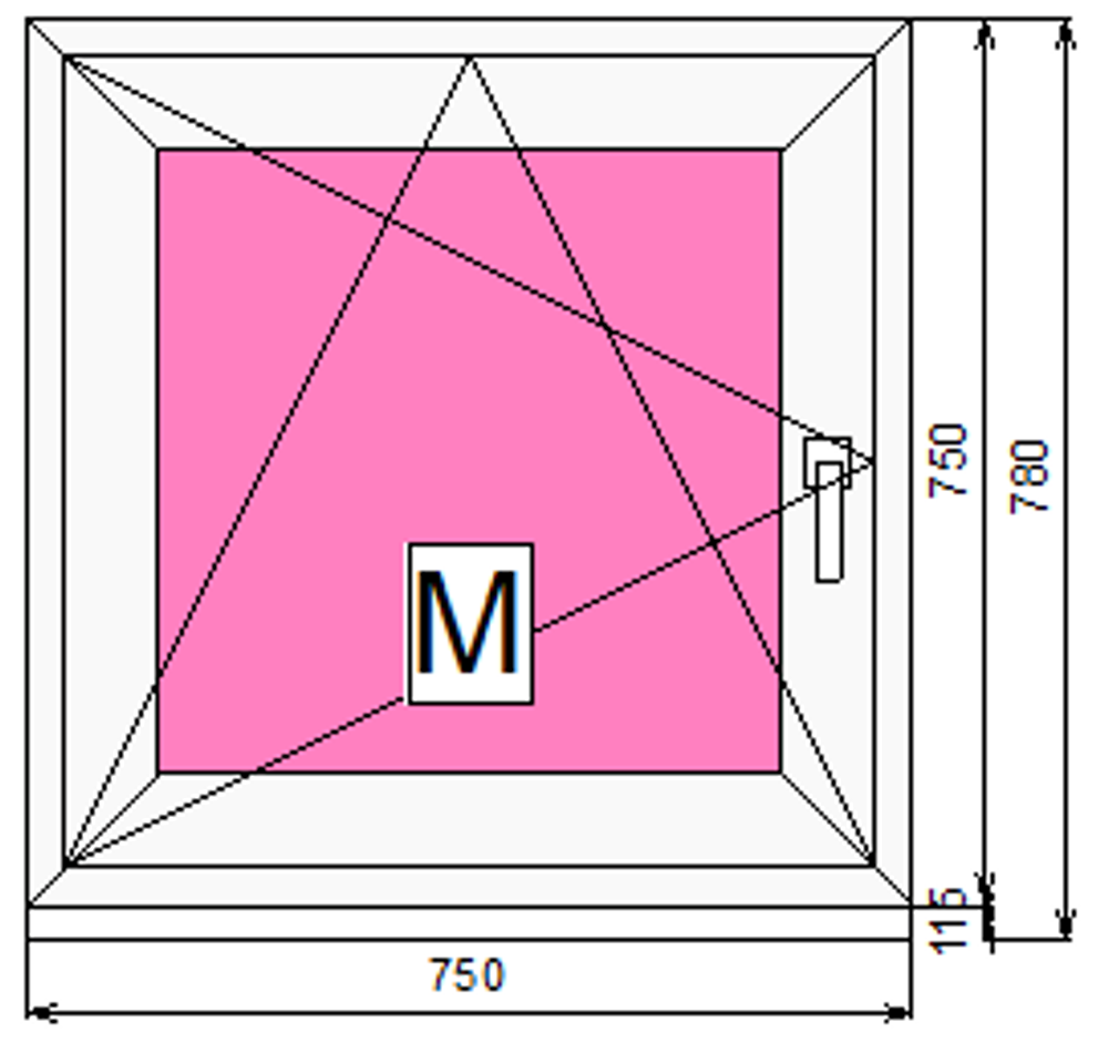 Пластиковое окно 750 х 750 ТермА Эко с поворотно - откидной створкой + Москитная сетка