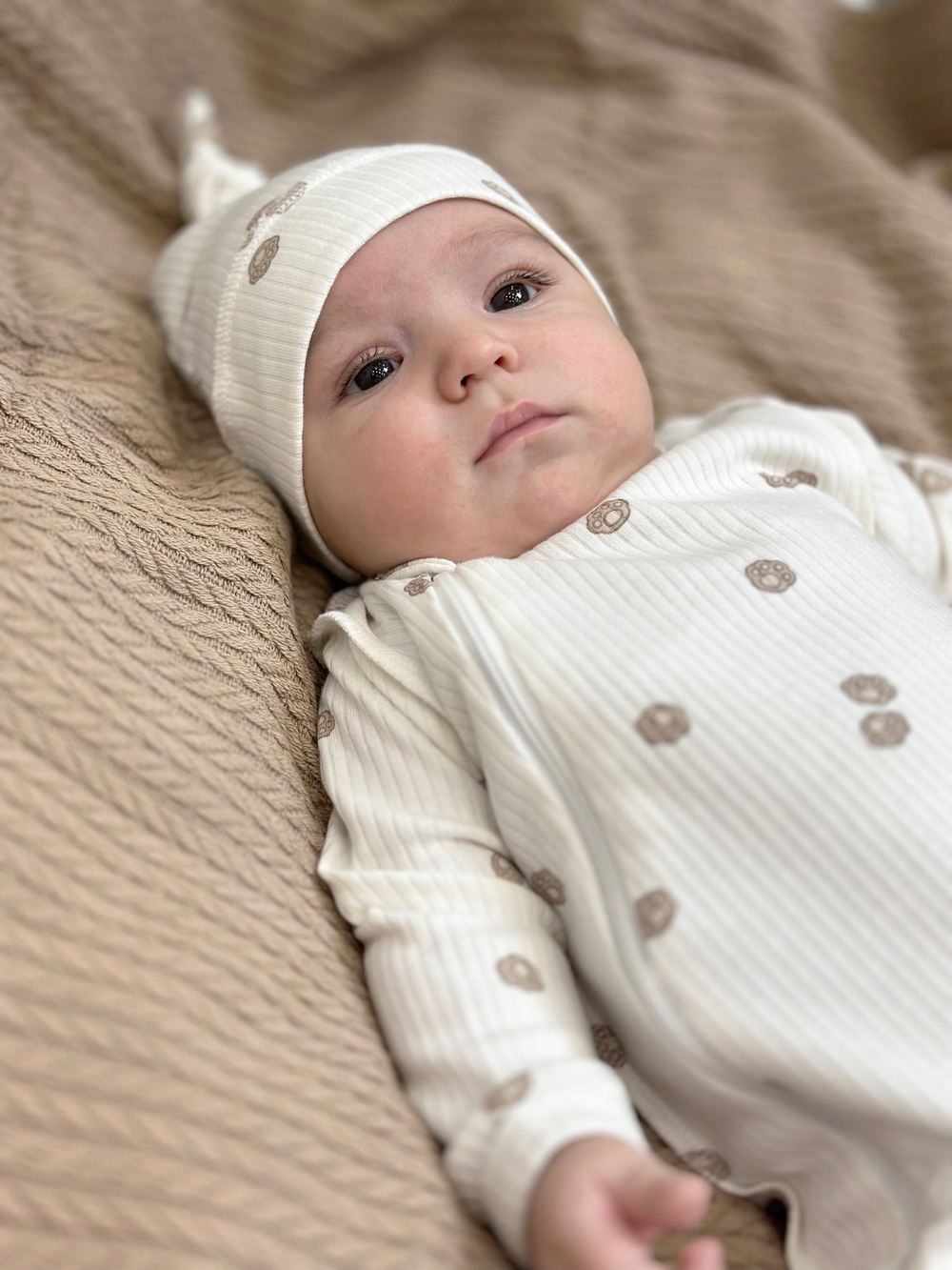 Комбинезон швы наружу на молнии Лапки Рубчик Экрю RinaAmari