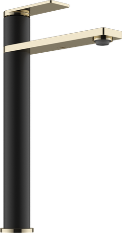 Смеситель для раковины STWORKI Олланд S01020BG матовый черный, глянцевое золото