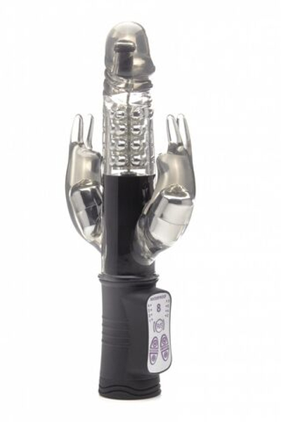 Дымчатый вибратор Multiply с двумя отростками - 23,5 см. (Цвет: дымчатый)