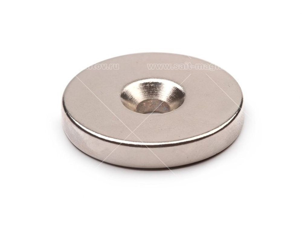Неодимов магнит диск с зенковкой  40х10/5.5x5