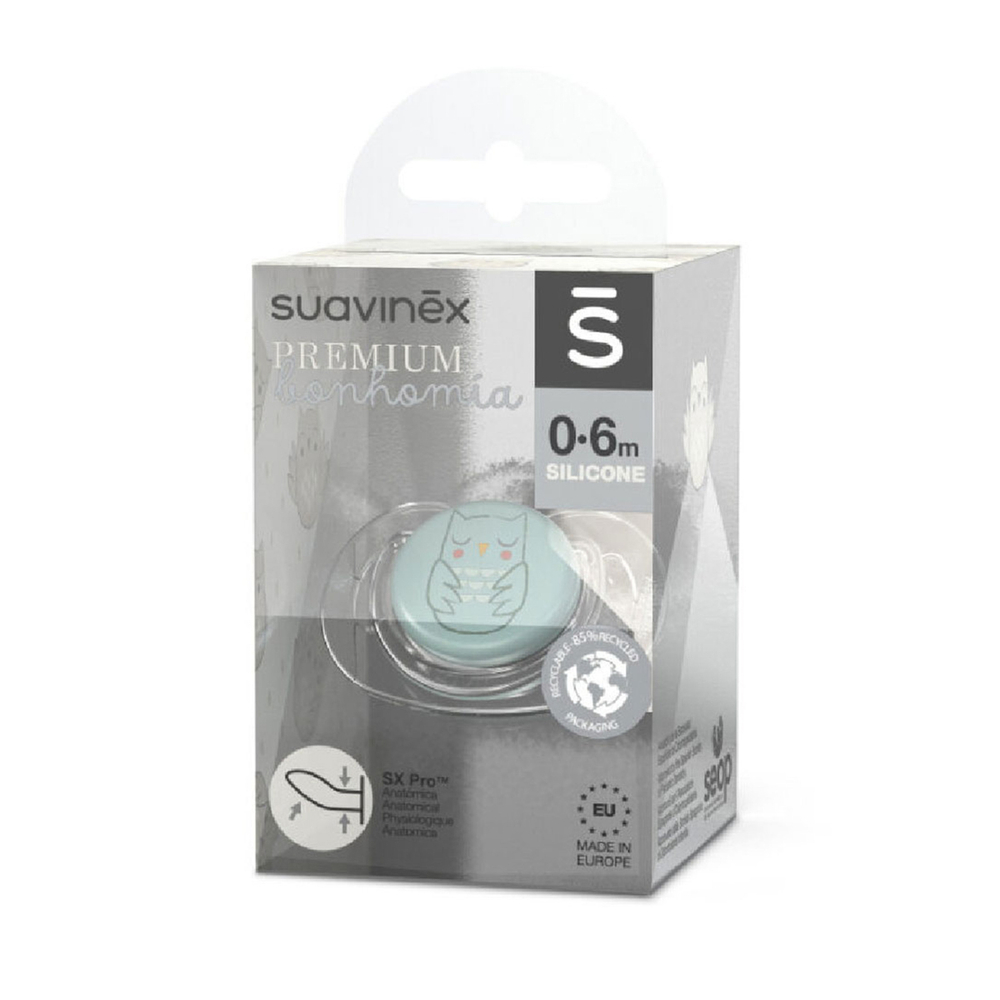 Пустышка анатомическая Suavinex Bonhomia SX Pro зеленый, 0–6 мес