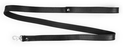 Черный гладкий поводок для ошейника с карабином - 112 см. (Цвет: черный)