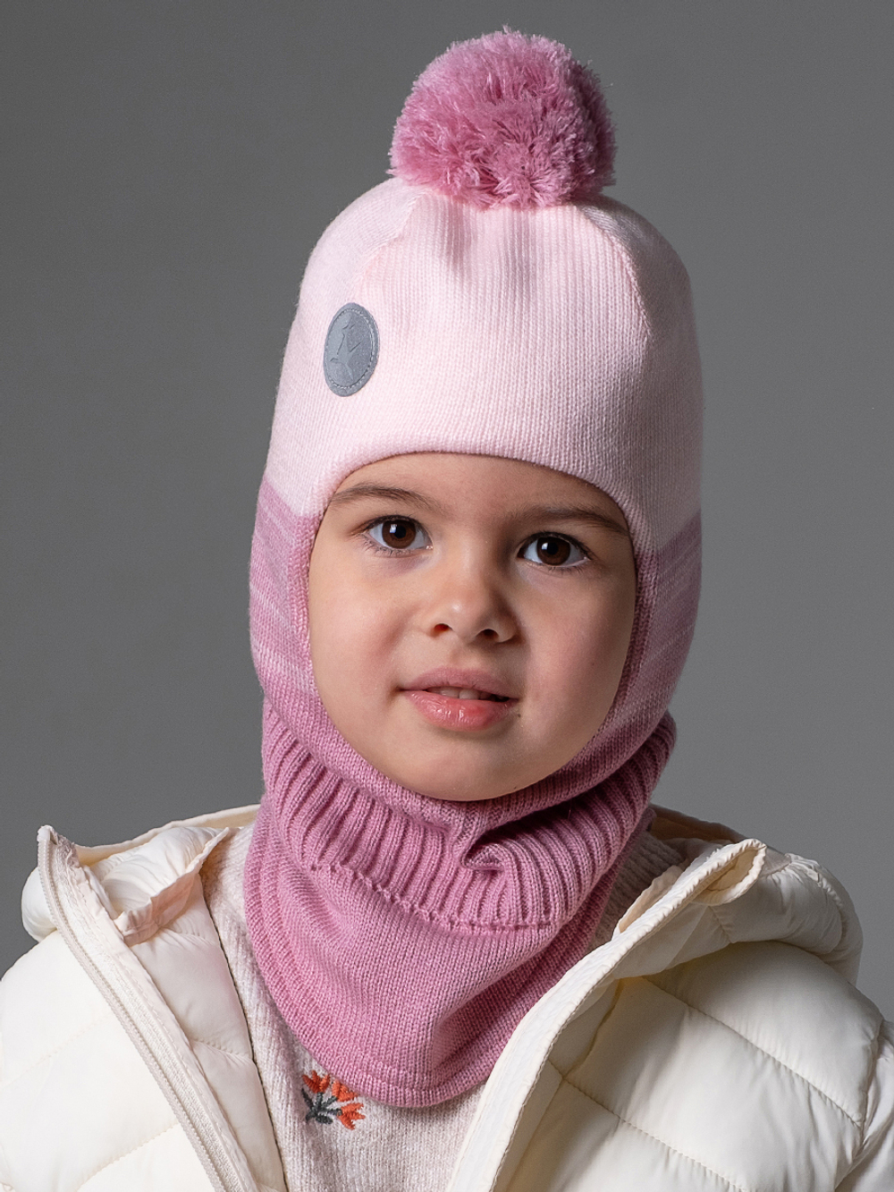 Шлем весенний/осенний вязаный (Розовая магнолия) ЧИП