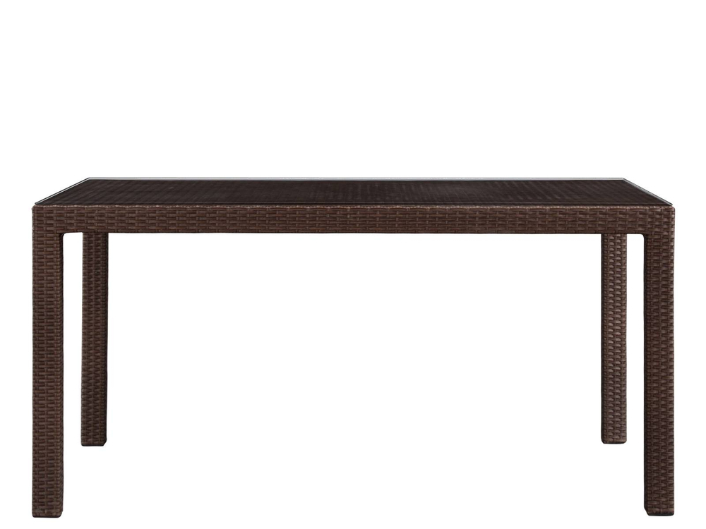 Стол из искусственного ротанга на металлическом каркасе СЕУЛ «SEOUL» 151х81 Dark brown арт.75745