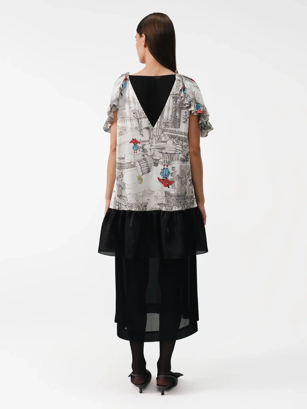 Платье многослойное принтованное OLA OLA