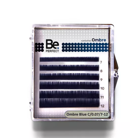 Цветные ресницы (омбре) BePerfect Ombre blue MIX 6 линий