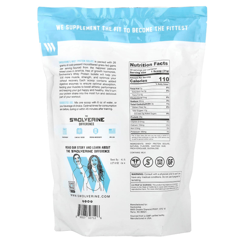 Swolverine, Изолят сыворотки, шоколадный молочный коктейль, 930 г (2,05 фунта)