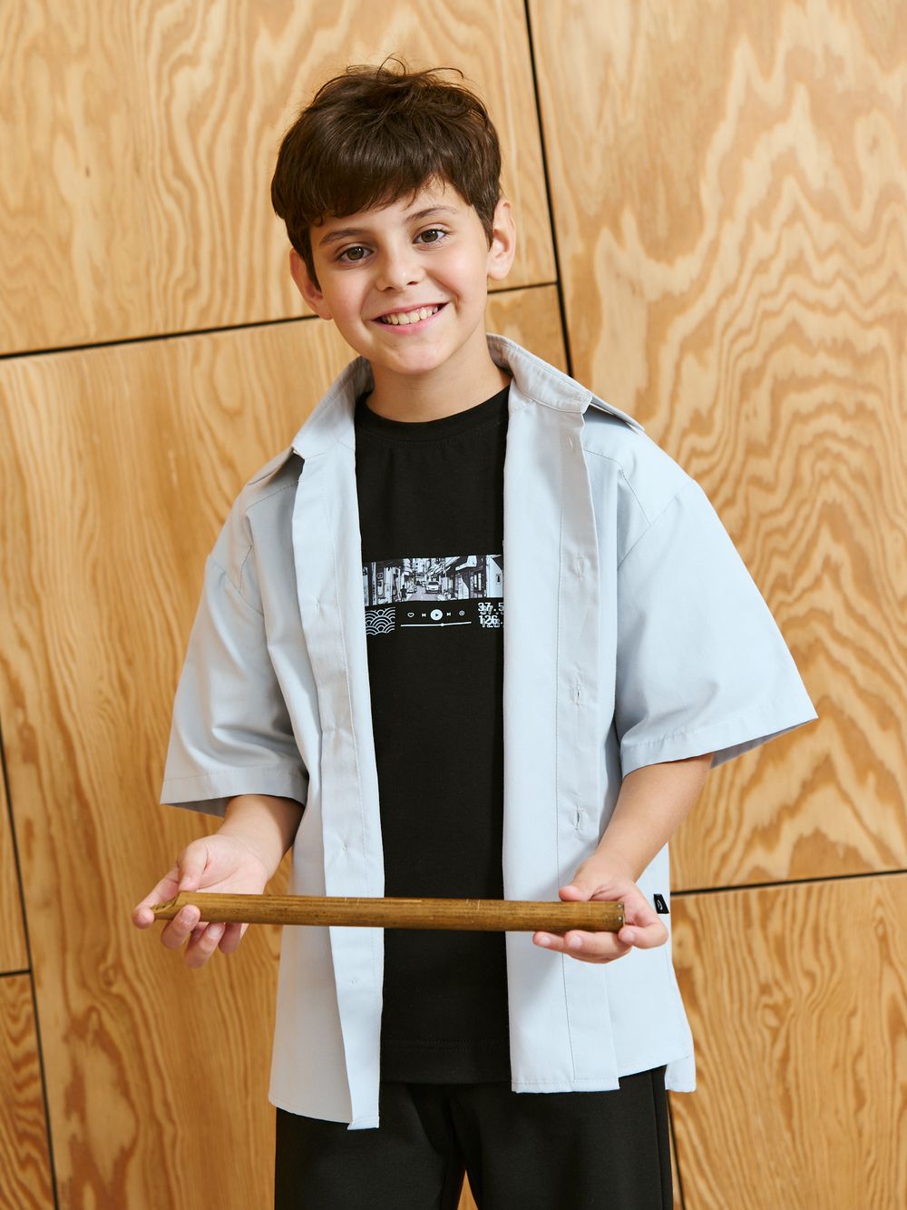 Рубашка оверсайз с коротким рукавом "Серая" 7+