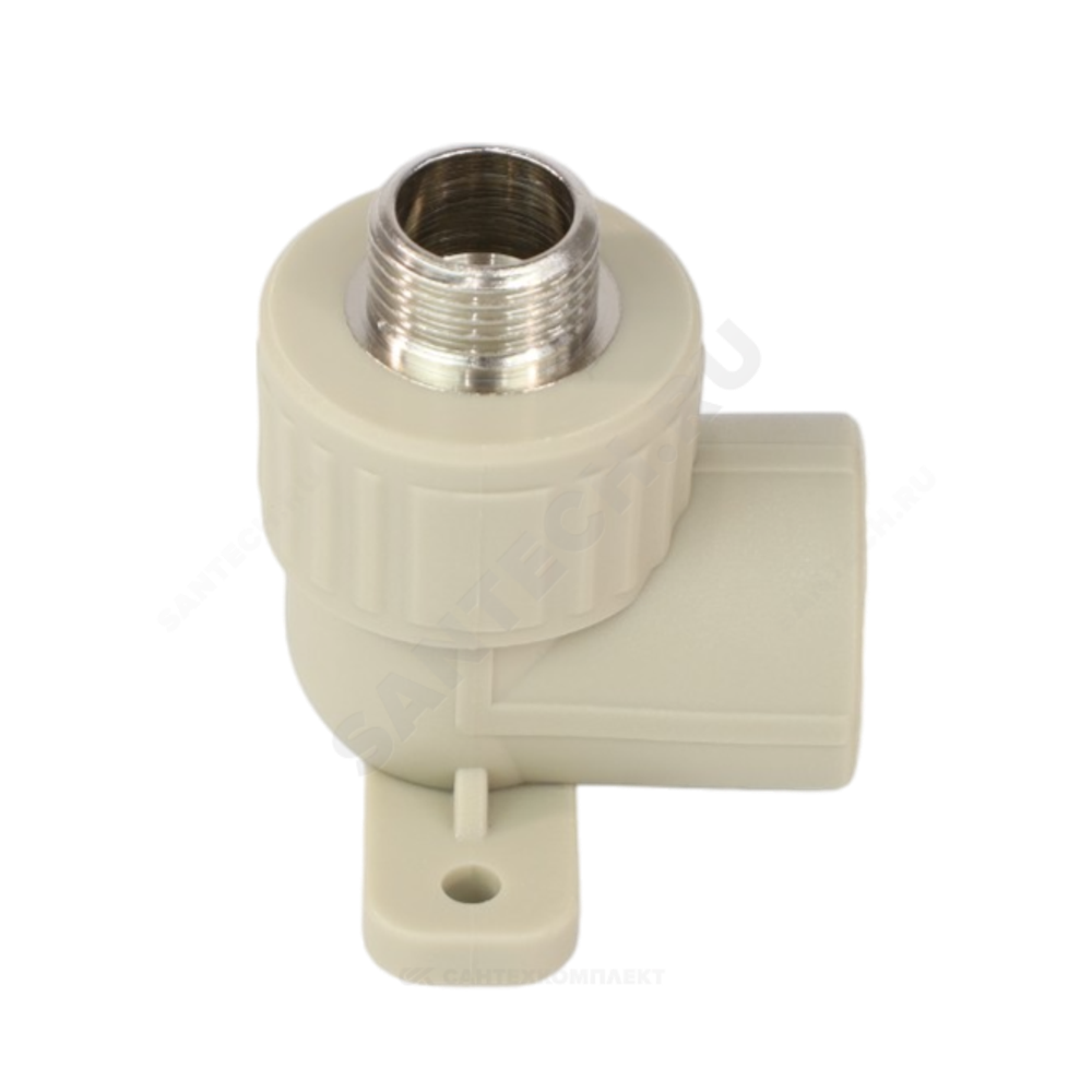 Угольник PP-R комбинированный серый Дн 25х1/2" НР с креплением VALFEX 10121025Г