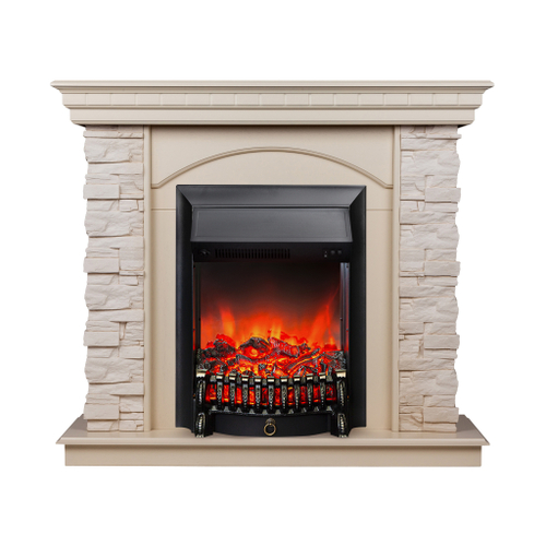 Каминокомплект Real Flame Elford WT с очагом Fobos Lux Black (без пульта)