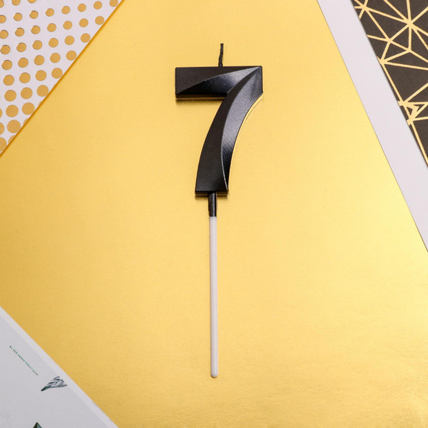 Свеча в торт цифра "7" , черная, 5 х 12 см