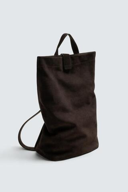 ZARA КОЖАНАЯ СУМКА-ШОПЕР, КОРИЧНЕВЫЙ